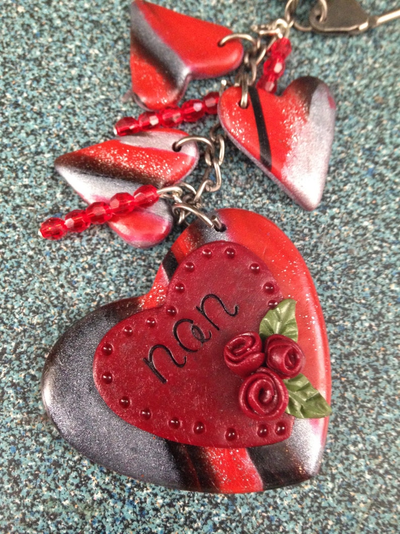 Personalized Keychain Polymer Clay Heart Keychain Etsy