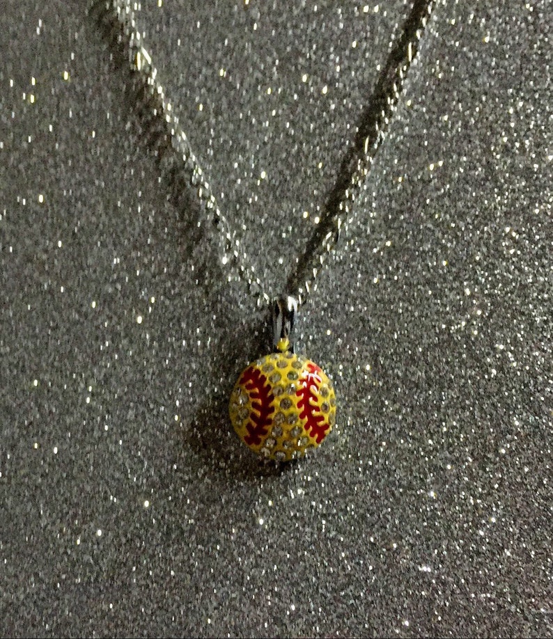 Softball Necklace Etsy