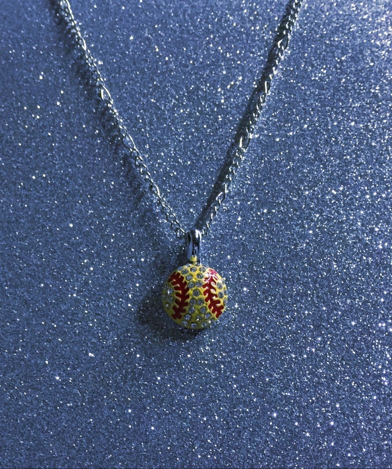 Softball Necklace Etsy