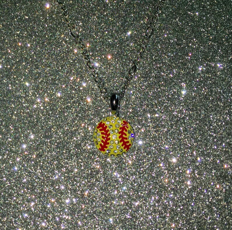 Softball Necklace Etsy