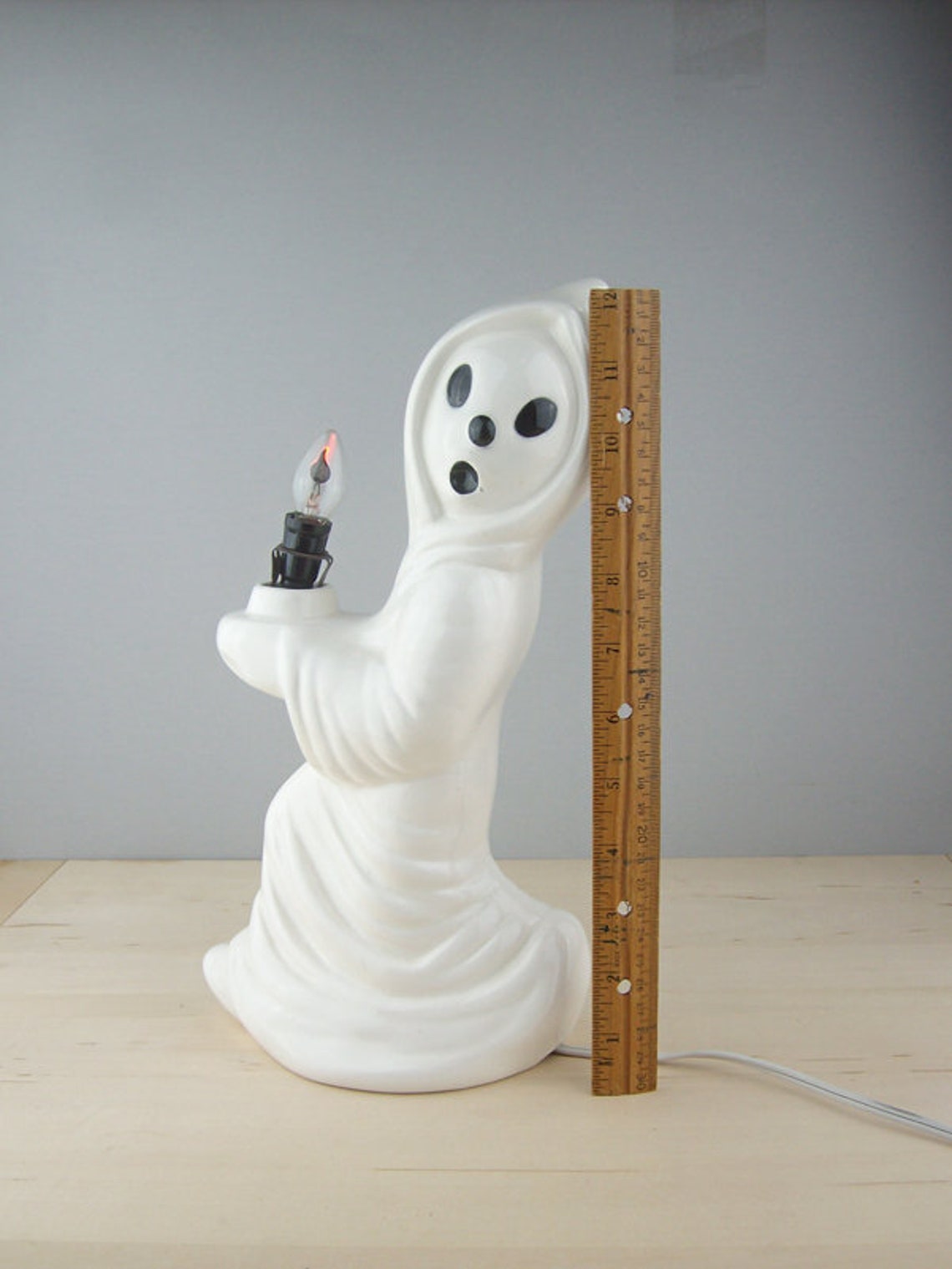 Vintage Halloween Ceramic Ghost Light 1970s Spook Lamp With Etsy