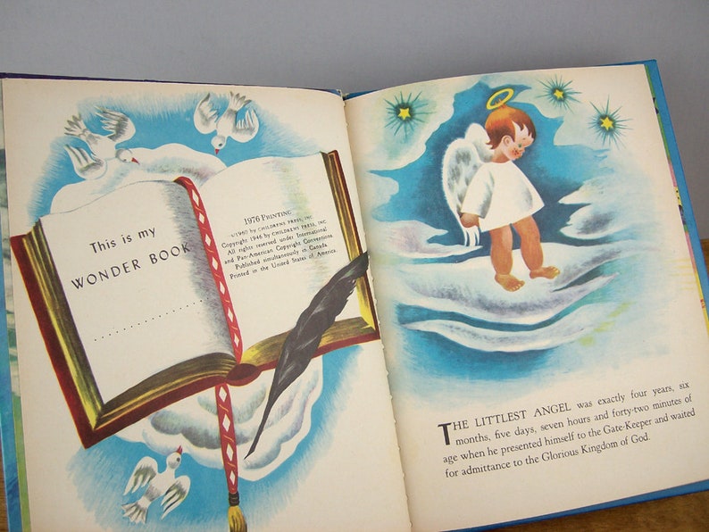 Vintage Wonder Book The Littlest Angel Christmas Classic Childrens Book 1970s Printing 1946 Illustrations - 