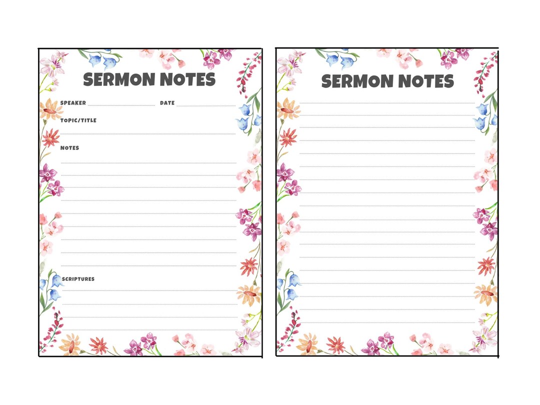 Sunday Service Notebook Weekly Sermon Notes Printable - Church Service Notes for Weekly Sermons ...