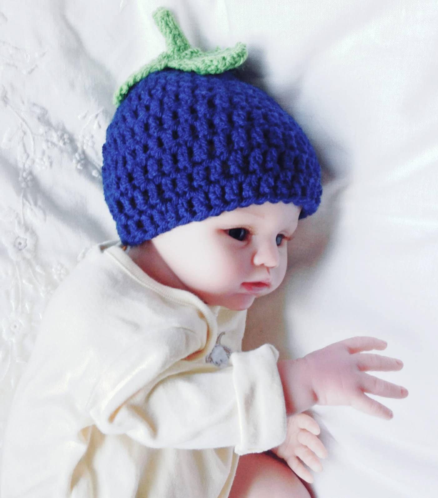 Baby Newborn blueberry hat with green leaves newborn boy baby Etsy