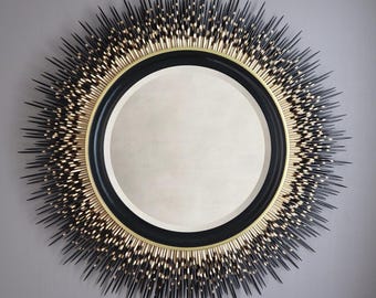 37 in. Porcupine Quill Mirror, Dark-Tip