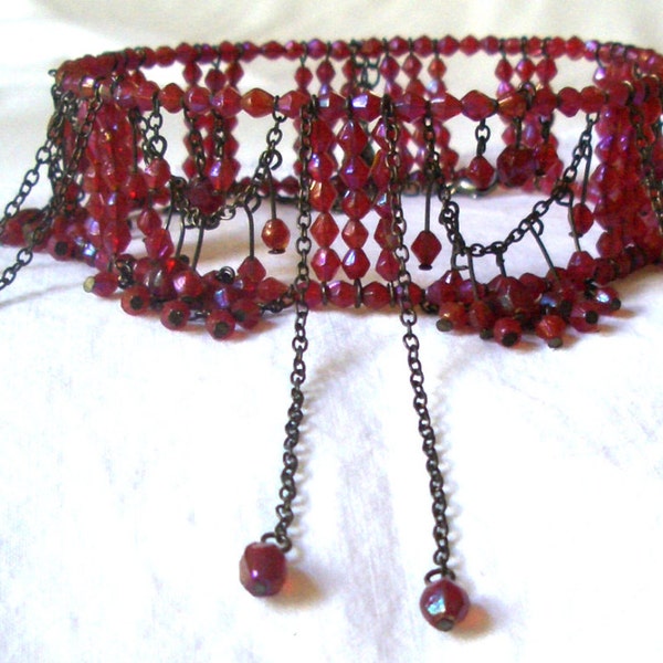 Victorian Red Pressed Glass Choker Necklace