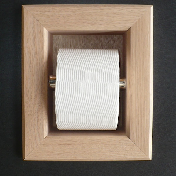 recessed oak single roll toilet paper holder