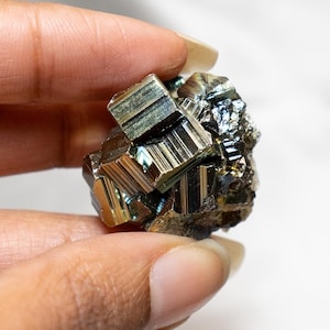 Rare Natural Stunning Rainbow Pyrite with Strong Cubic Formations natural, crystal collection, home decor