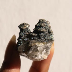 Rare Natural Stunning Rainbow Pyrite on Pagoda Calcite - Natural Home Decor