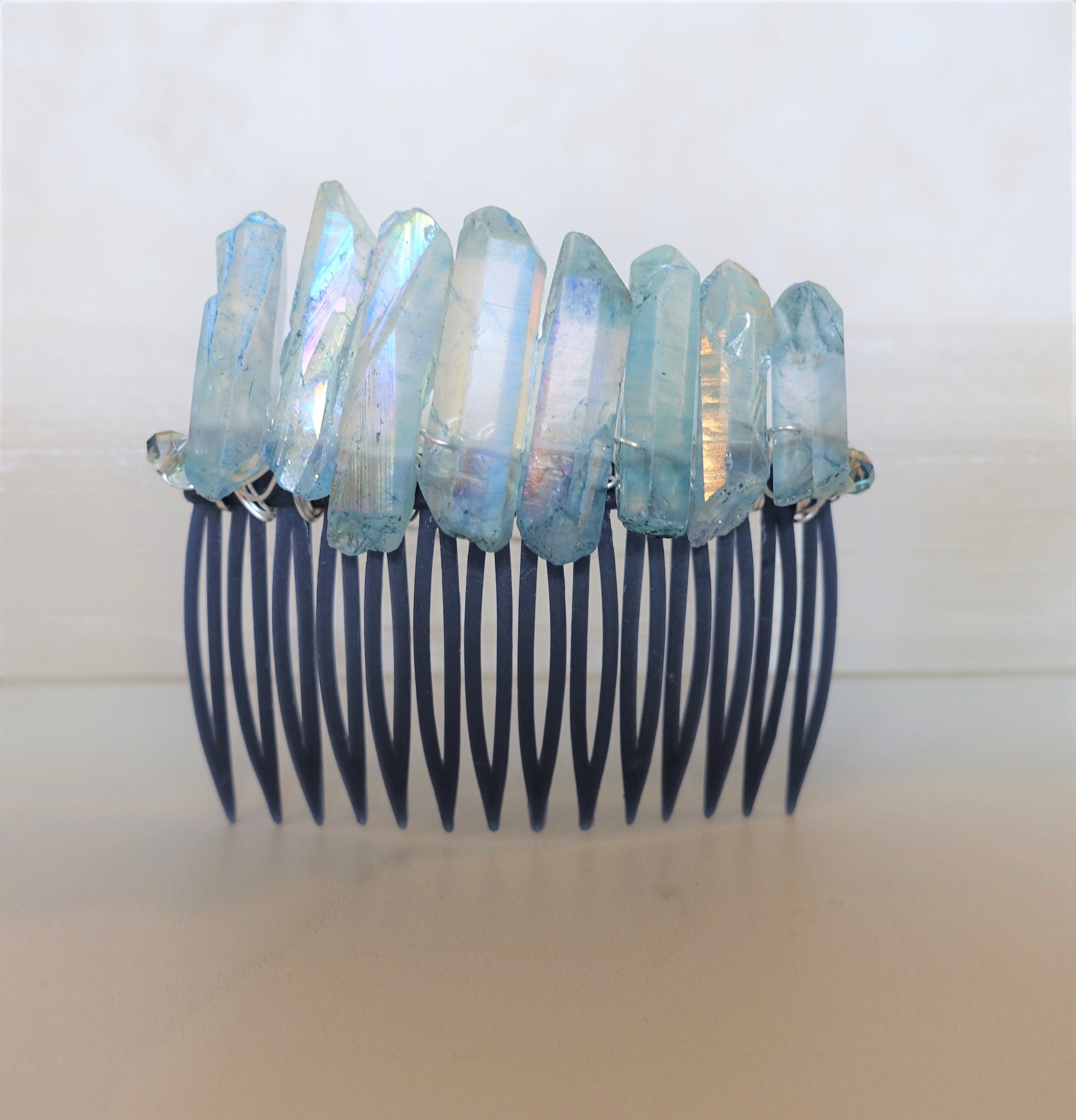 Wirewrapped Angel Aura Quartz Hair Comb Crystals Gemstone Etsy