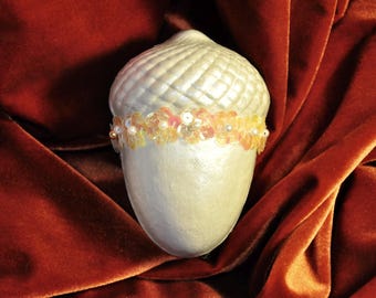 Acorn Ring Box: Pearl White Marriage Proposal Ring Bearer Fall Wedding Keepsake