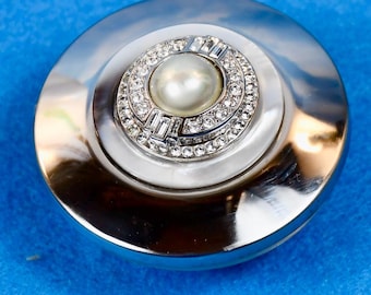 Antique French Luminarc Glass Ring Box, Akoya Pearl & Crystal Lid, Wedding Proposal, Ring Bearer Box