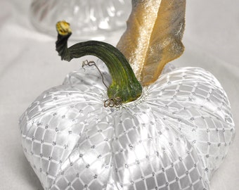 Designer Silk Pumpkin: OOAK Glam Fall Centerpiece Wedding or Holiday Decor