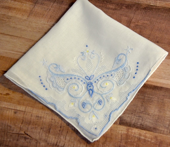 Extraordinary Handmade Needle Lace Handkerchief Antique Madeira Pulled Thread and Embroidery Bride Something Old or Blue Mothers Gift Etsy