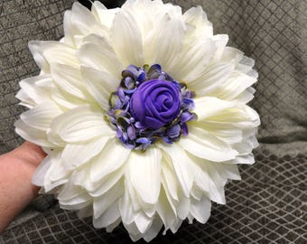 Wedding Ring Bearer Alternative Unique One-of-A-Kind Proposal Purple White Alternative Elegant