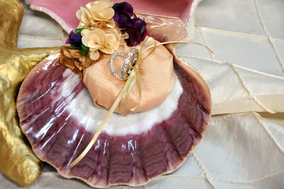 Beach Wedding Ring Bearer Seashell Ring Holder Coastal Etsy