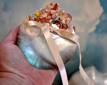 Seashell Ring Holder: Nautical Beach Wedding Ring Bearer Pillow Alternative