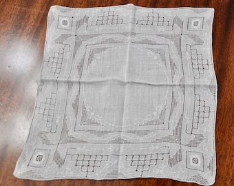 Appenzell Handkerchief: Antique Hand Embroidered Linen Hankie, c1920s