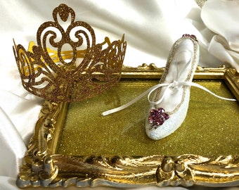 Princess Theme Glass Slipper Ring Holder: Fairytale, OOAK, Princess Party or Room Decor