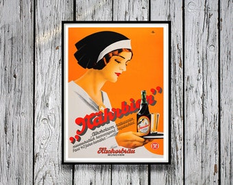 Wandbild Poster Bier Alkohol Werbung Retro Vintage Geschenk Deko Bild A3 A4