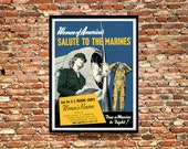 Reprint of a WW2 Vintage quot Women of America Salute to the Marines quot Recruiting Poster