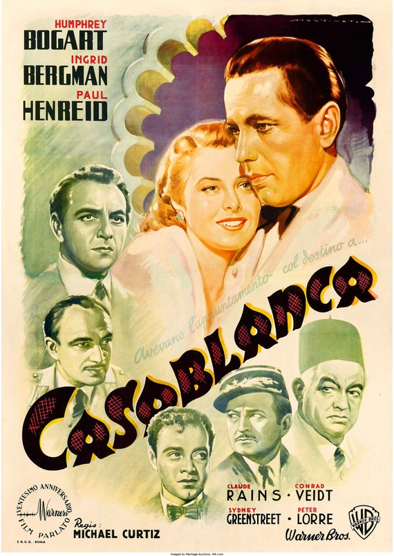 1940 Wood Frame Vintage Poster カサブランカ