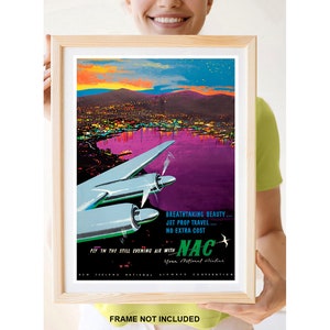 Reprint of a Vintage Airline Travel Poster - New Zealand by NAC