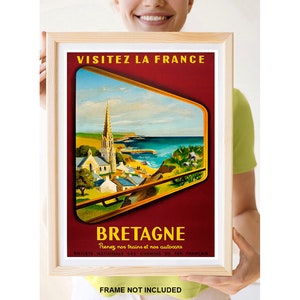 Reimpressão do pôster de viagem vintage para a Bretanha, França