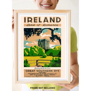 Reprint of a Vintage 1930s Visit Blarney Castle in Ireland Travel Poster