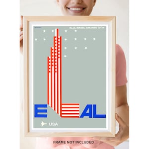 Reprint of a Vintage Airline Travel Poster - EL AL to the USA