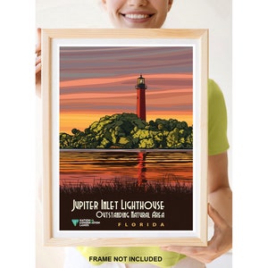 Reprint of a Vintage Travel Poster to Jupiter Inlet Lighthouse, Florida