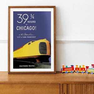 Reprint eines Vintage Bahnposters &quot;39 3/4 Stunden - Chicago to San Francisco&quot;