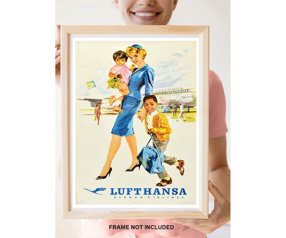 ヴィンテージ航空会社旅行ポスターの復刻版 - ルフトハンザ航空 - Etsy