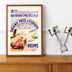 Reprint of a Vintage 1959 Reims Grand Prix Motor Racing Poster