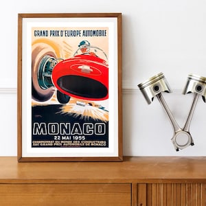 Reprint of a Vintage 1955 Monaco Grand Prix Motor Racing Poster