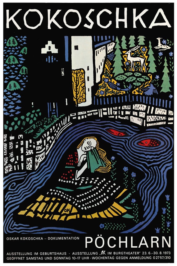 Reprint of a 1973 Vintage French Exhibition Poster for Works by