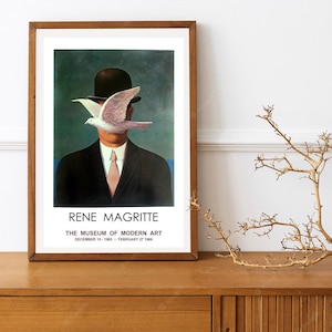 Reprint of a 1966 Vintage exhibition Poster for works by Rene Magritte