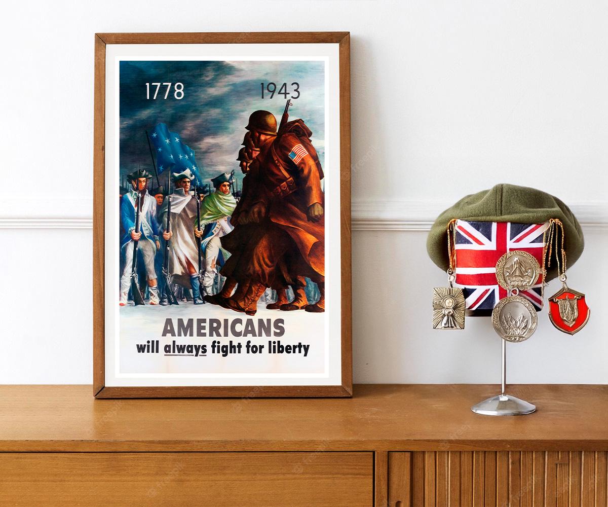 第二次世界大戦時のアメリカのプロパガンダポスターの復刻版