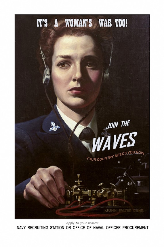 Reprint of a Vintage WWII Female Recruiting Poster -WAVES Radio