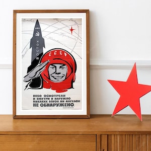 Reprint of an Old Soviet Salute the CCCP Space Program Propaganda Poster - Bit Scruffy - Unrestored**
