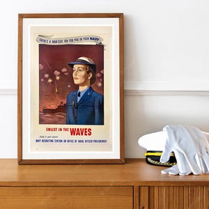 Reprint of a Vintage Female US Navy WAVES Recruiting Poster - Man-sized Job