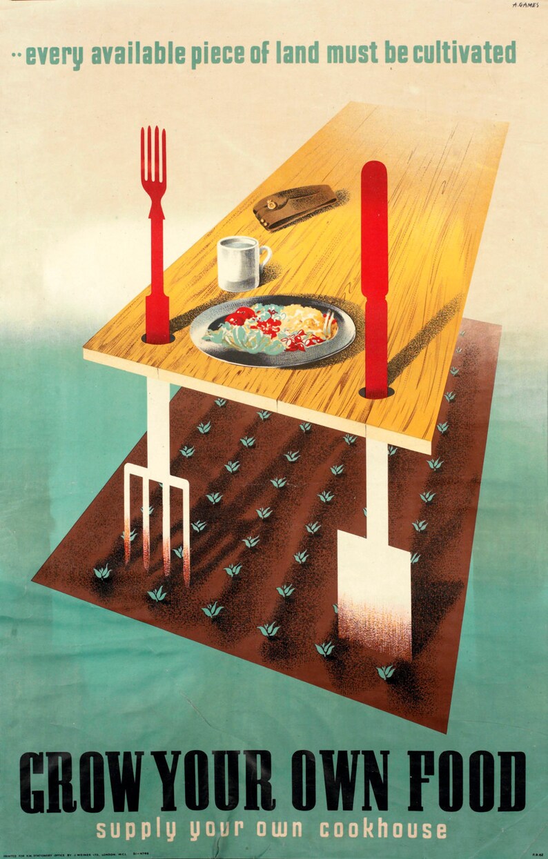 Reprint of a British WW2 Food Production Propaganda Poster Etsy