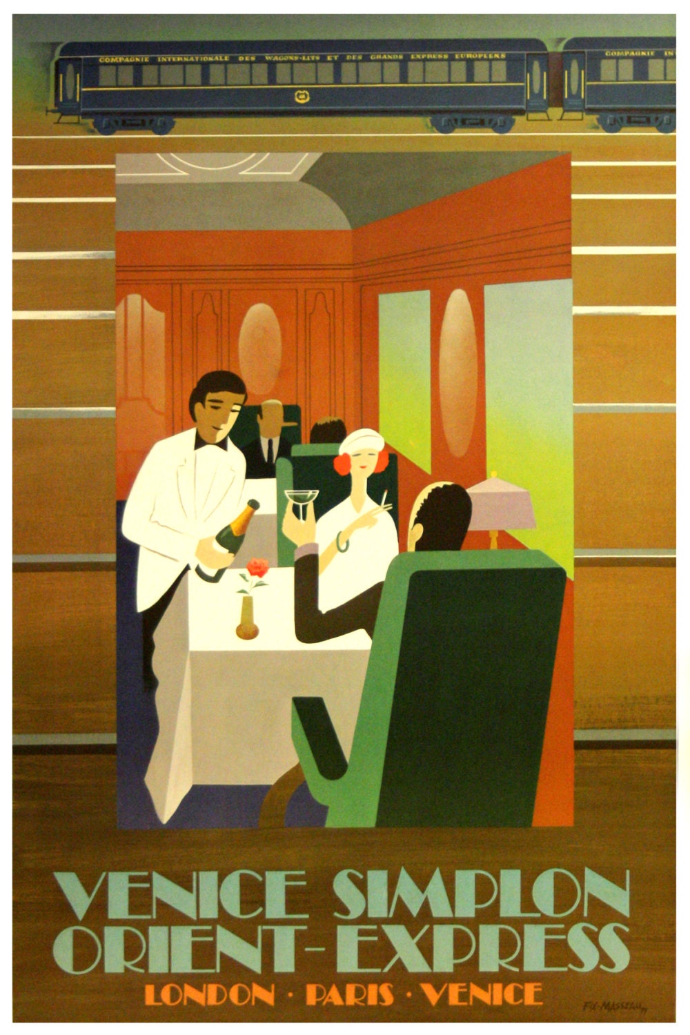 1930年代のアールデコ調のヴィンテージ オリエント急行鉄道