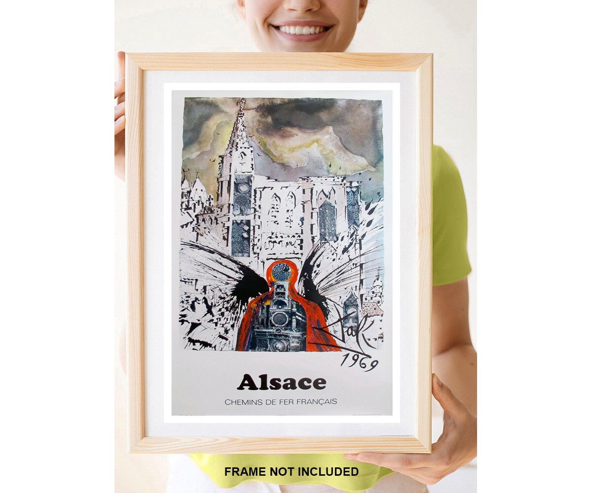 Vintage 1969 French Dali Travel Poster to Alsace - Etsy 日本