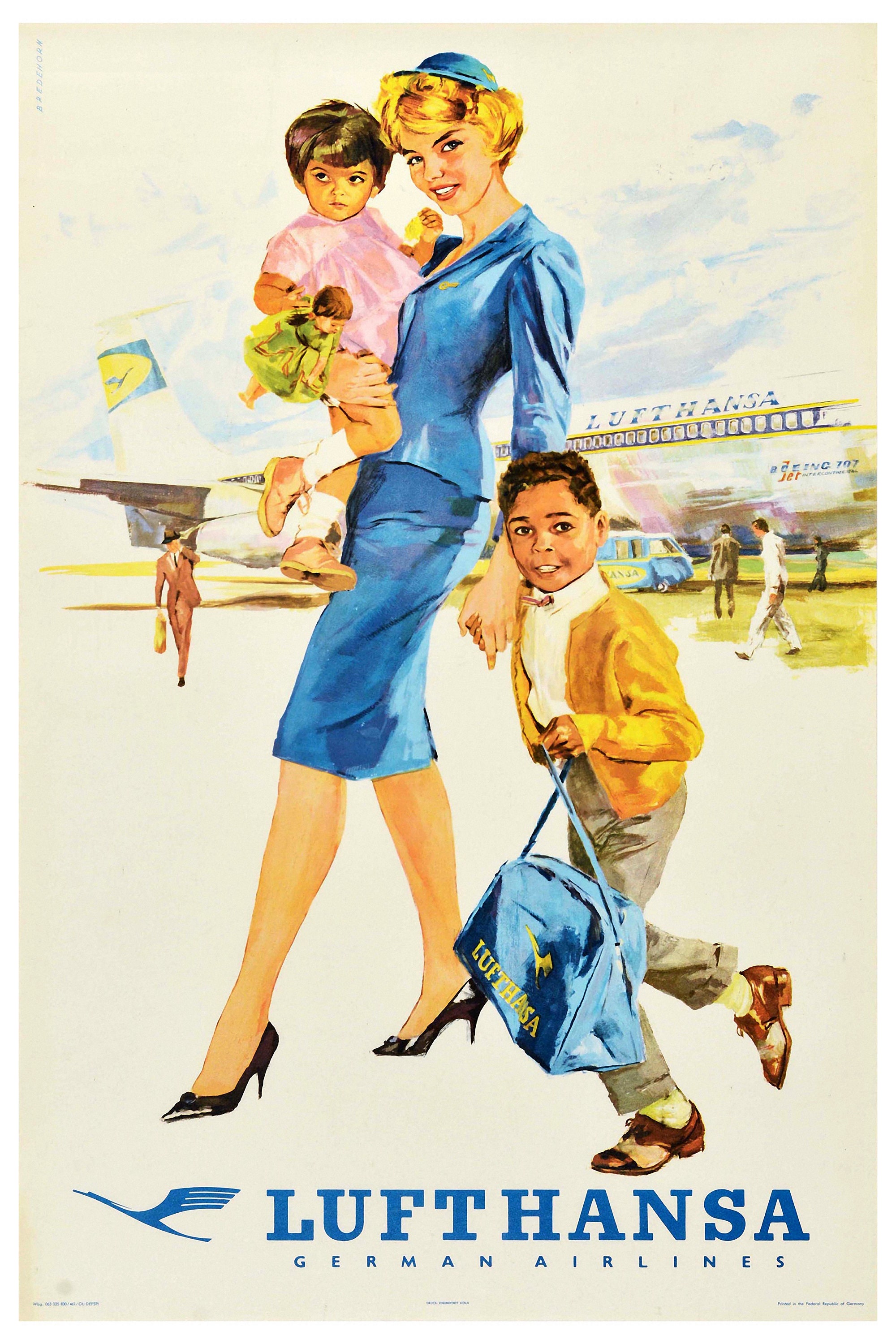 ヴィンテージ航空会社旅行ポスターの復刻版 - ルフトハンザ航空 - Etsy