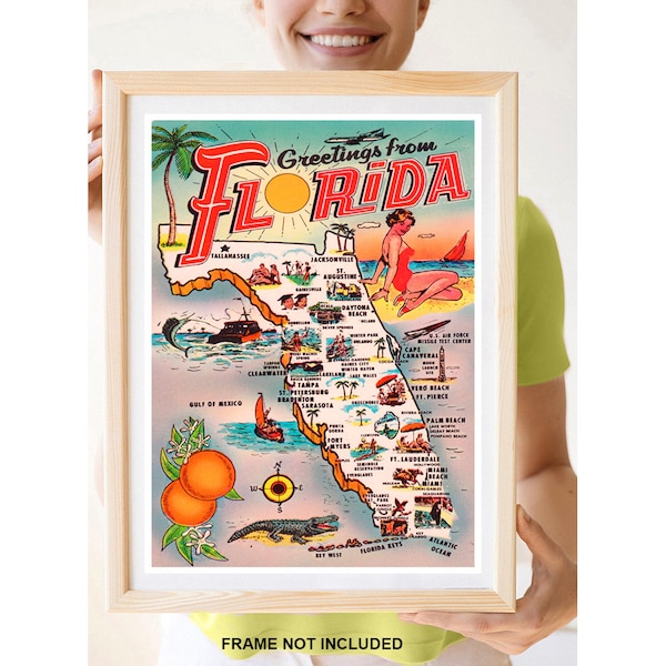 Réimpression d'un poster de voyage vintage en Floride