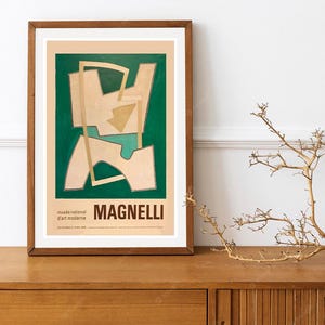 Reimpresión de un cartel vintage de exposición francés de 1968 sobre obras de Magnelli