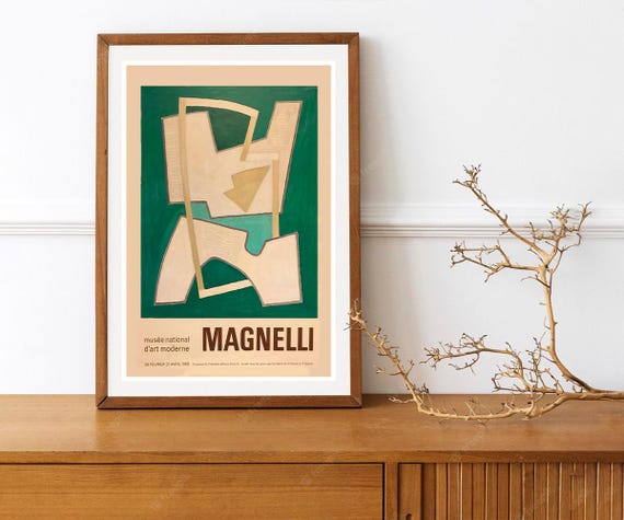 フランスビンテージ　デザイン画 1968 Vintage French Exhibition Poster for Works by Magnelli - Etsy