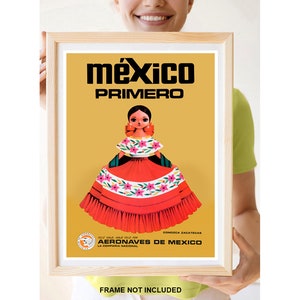 Reimpresión de un cartel de viaje antiguo a México