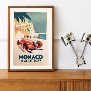 Reprint of a Vintage 1937 Monaco Grand Prix Motor Racing Poster